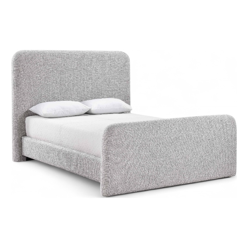 Bowery Hill Contemporary Grey Linen Textured Fabric Queen Bed