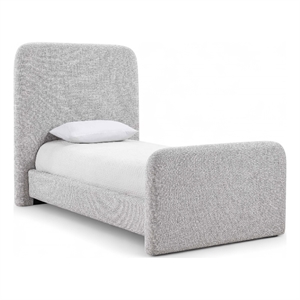 Bowery Hill Contemporary Grey Linen Textured Fabric Twin Bed