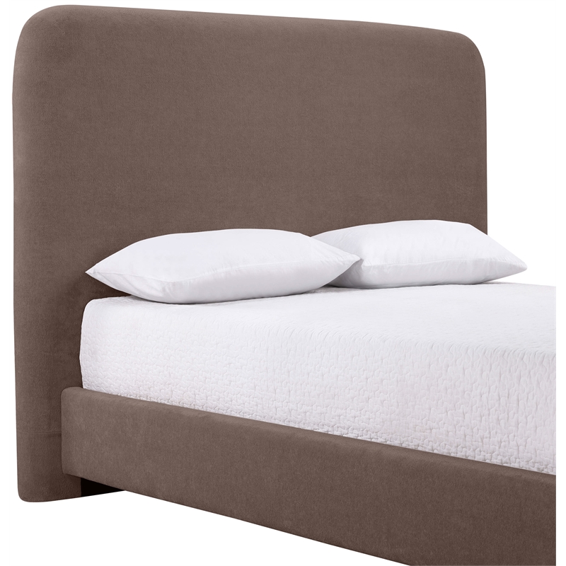 Bowery Hill Contemporary Soft Brown Chenille Fabric Queen Bed