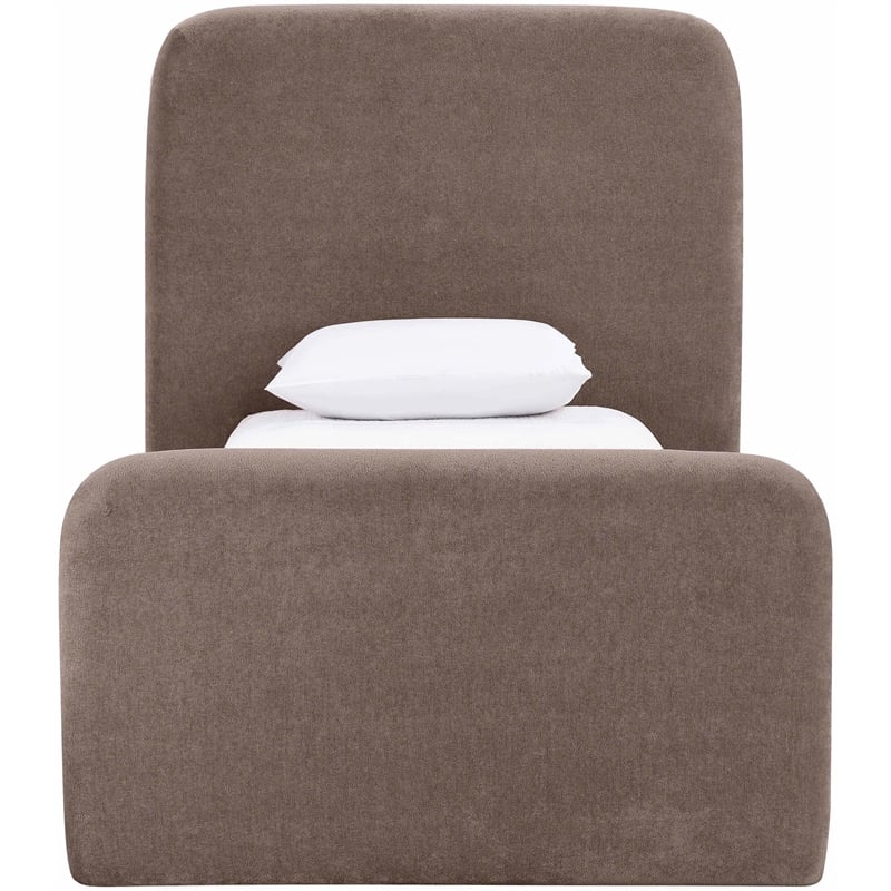 Bowery Hill Contemporary Soft Brown Chenille Fabric Twin Bed