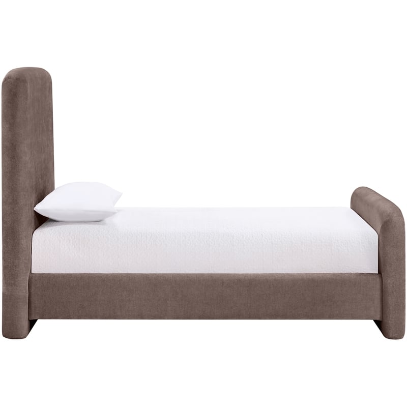 Bowery Hill Contemporary Soft Brown Chenille Fabric Twin Bed