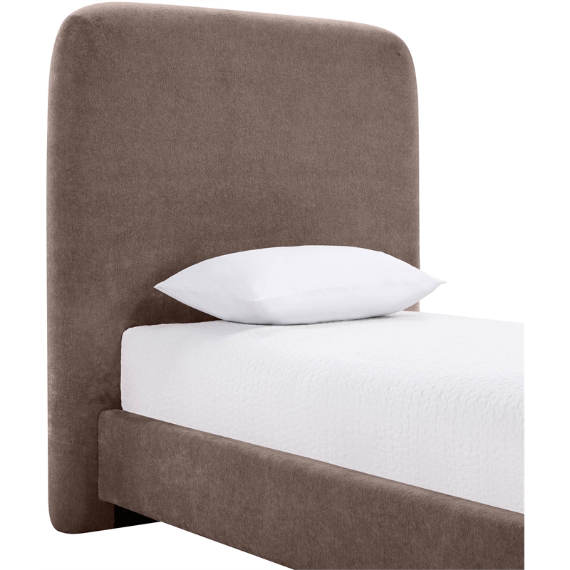 Bowery Hill Contemporary Soft Brown Chenille Fabric Twin Bed