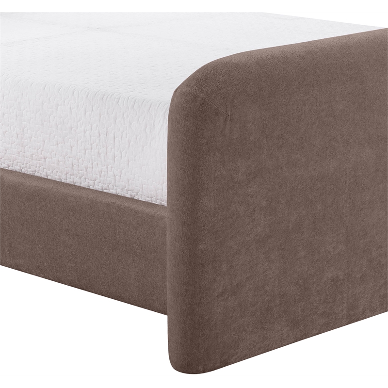 Bowery Hill Contemporary Soft Brown Chenille Fabric Twin Bed