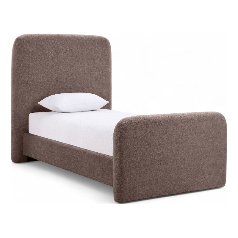 Bowery Hill Contemporary Soft Brown Chenille Fabric Twin Bed