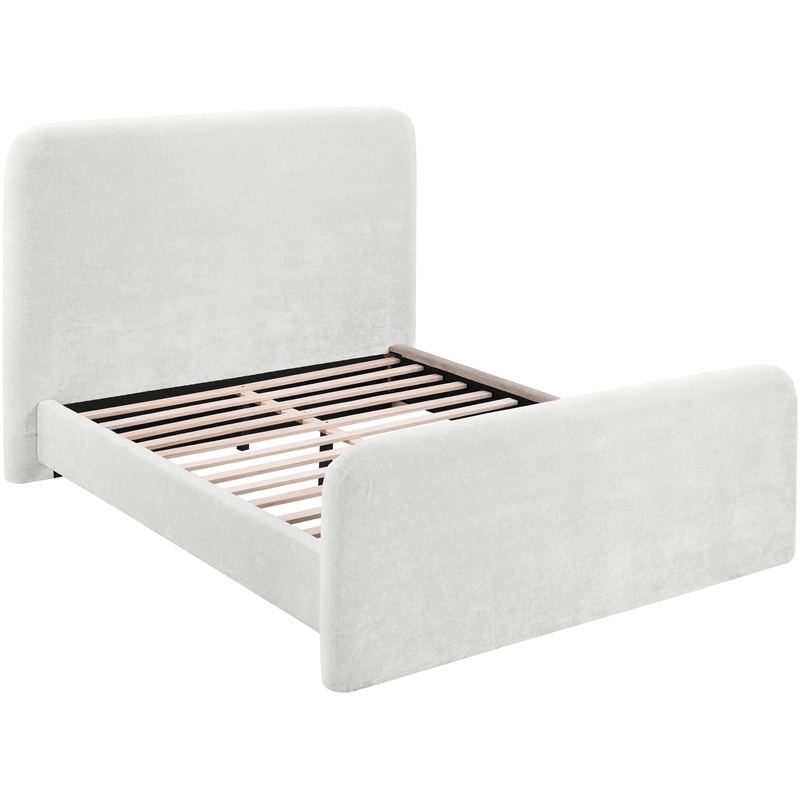 Bowery Hill Contemporary Soft Cream Chenille Fabric Full Bed