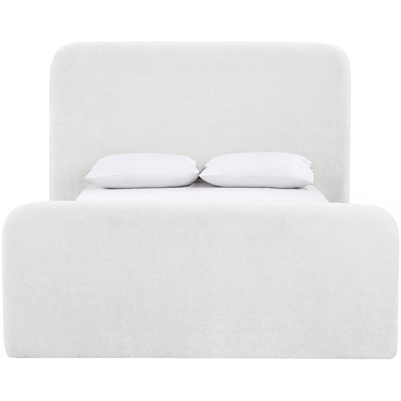 Bowery Hill Contemporary Soft Cream Chenille Fabric King Bed