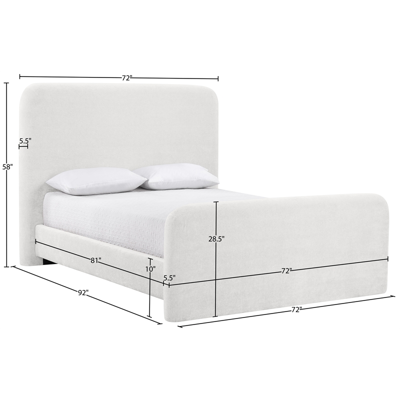Bowery Hill Contemporary Soft Cream Chenille Fabric Queen Bed