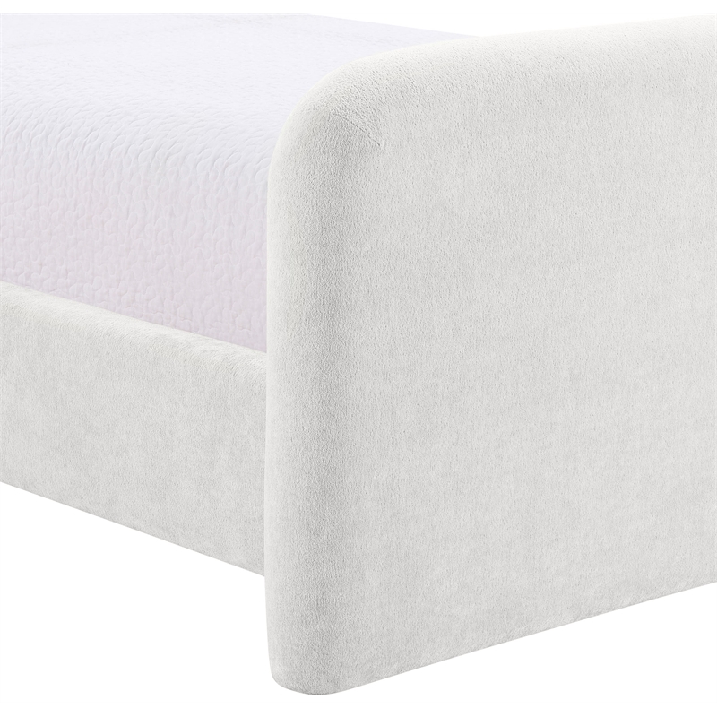 Bowery Hill Contemporary Soft Cream Chenille Fabric Queen Bed