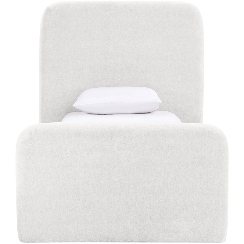 Bowery Hill Contemporary Soft Cream Chenille Fabric Twin Bed