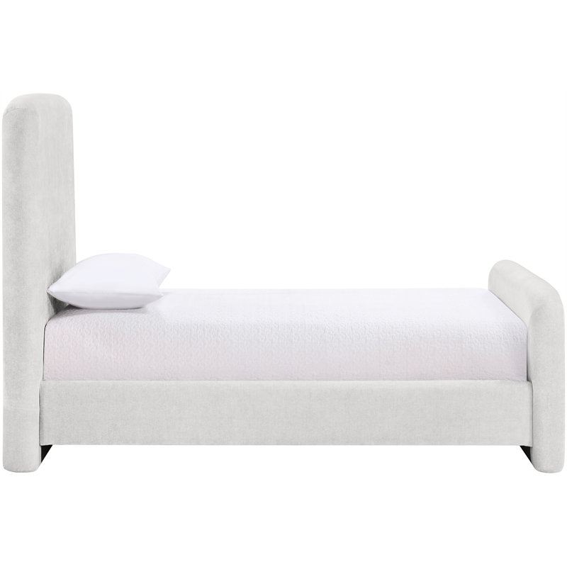 Bowery Hill Contemporary Soft Cream Chenille Fabric Twin Bed