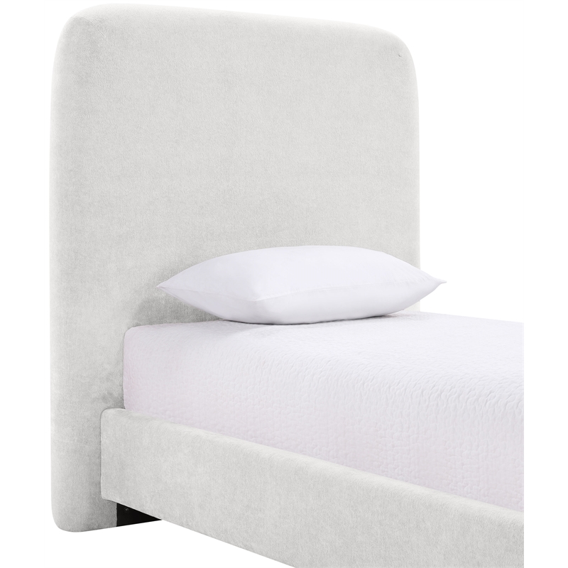Bowery Hill Contemporary Soft Cream Chenille Fabric Twin Bed