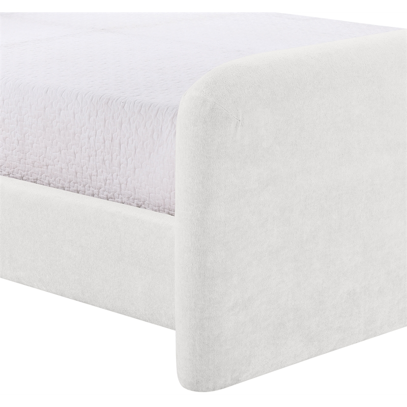 Bowery Hill Contemporary Soft Cream Chenille Fabric Twin Bed