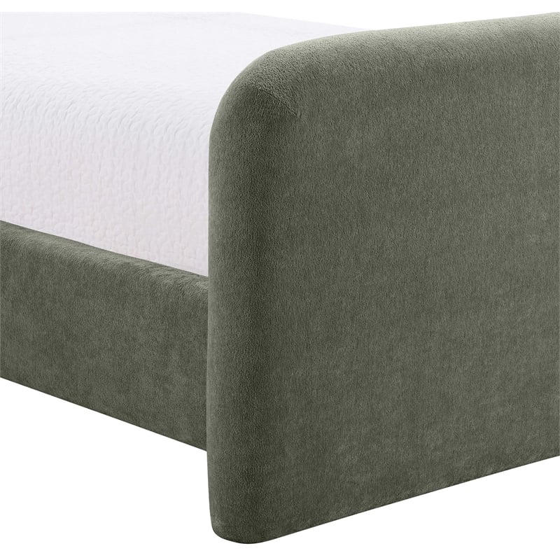 Bowery Hill Contemporary Soft Green Chenille Fabric Full Bed