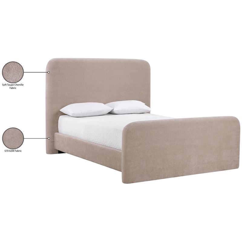 Bowery Hill Contemporary Soft Taupe Chenille Fabric Full Bed