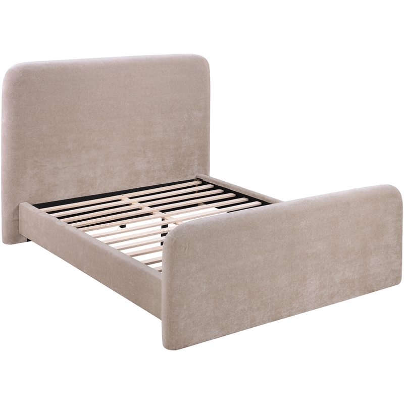 Bowery Hill Contemporary Soft Taupe Chenille Fabric Full Bed