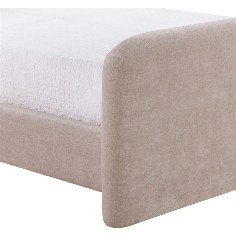 Bowery Hill Contemporary Soft Taupe Chenille Fabric Full Bed
