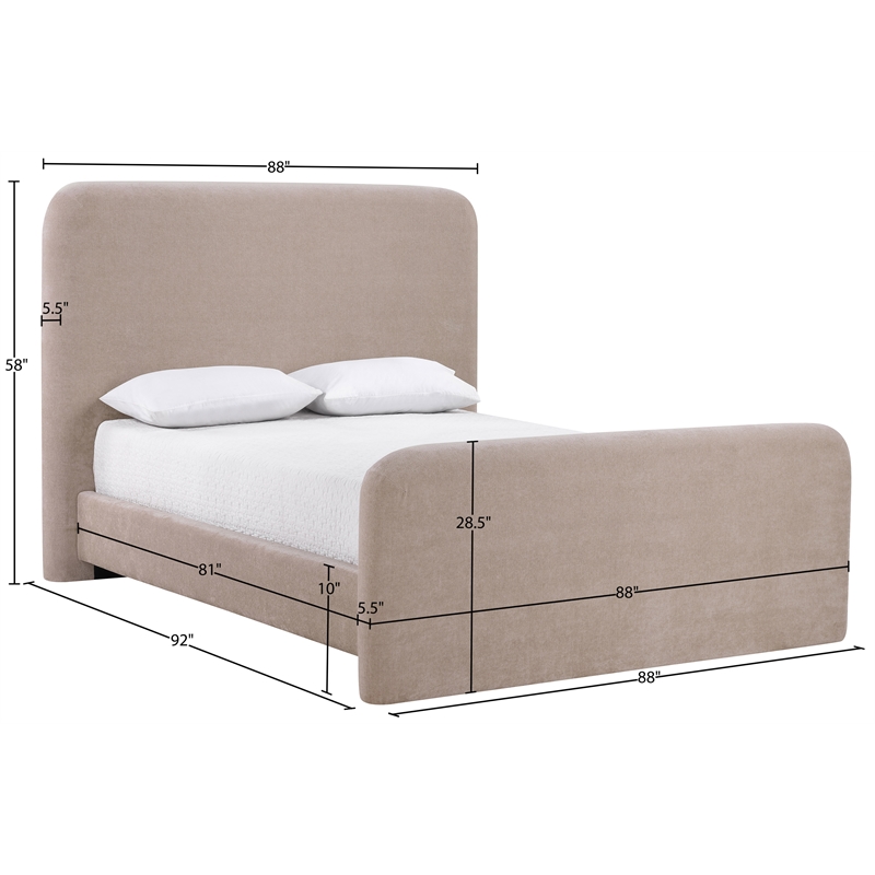 Bowery Hill Contemporary Soft Taupe Chenille Fabric King Bed