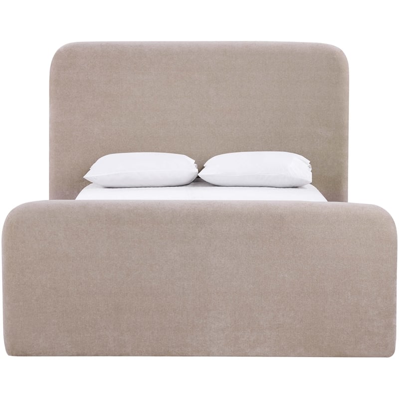 Bowery Hill Contemporary Soft Taupe Chenille Fabric King Bed
