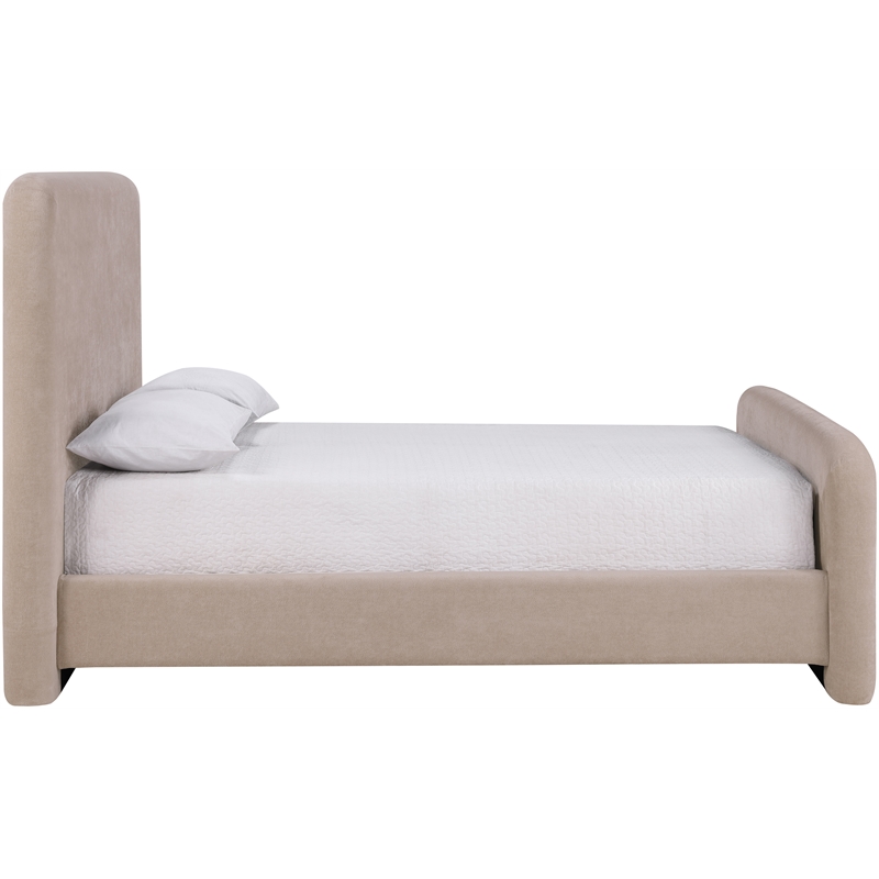 Bowery Hill Contemporary Soft Taupe Chenille Fabric Queen Bed