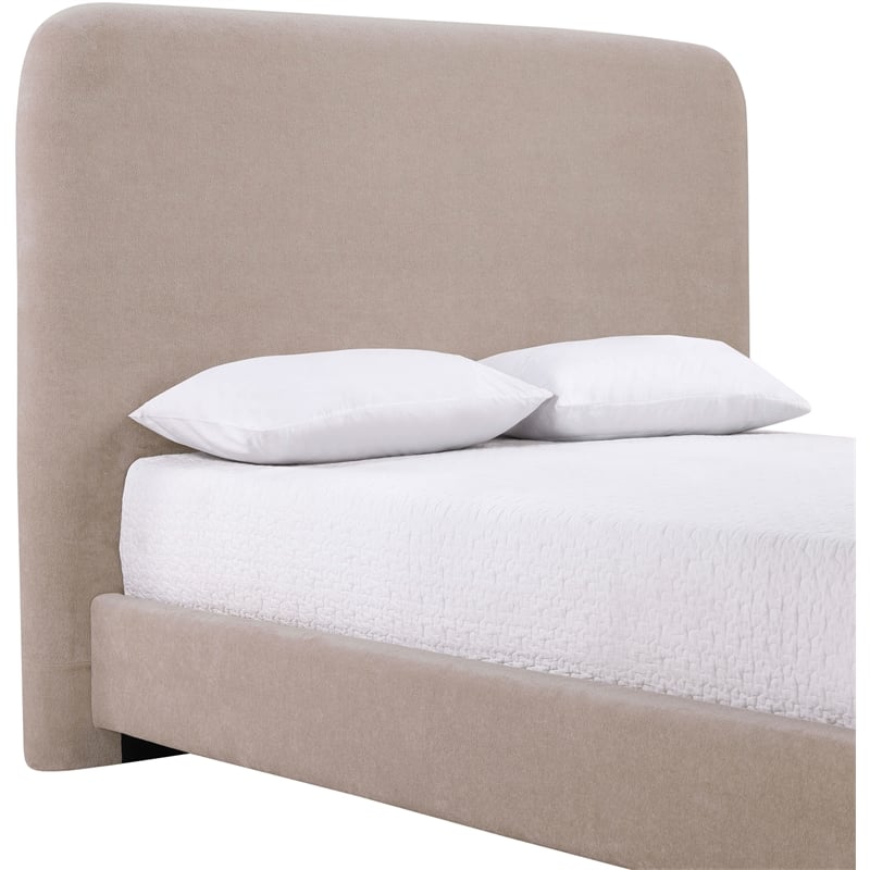 Bowery Hill Contemporary Soft Taupe Chenille Fabric Queen Bed