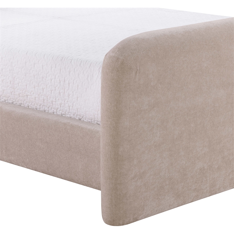 Bowery Hill Contemporary Soft Taupe Chenille Fabric Queen Bed