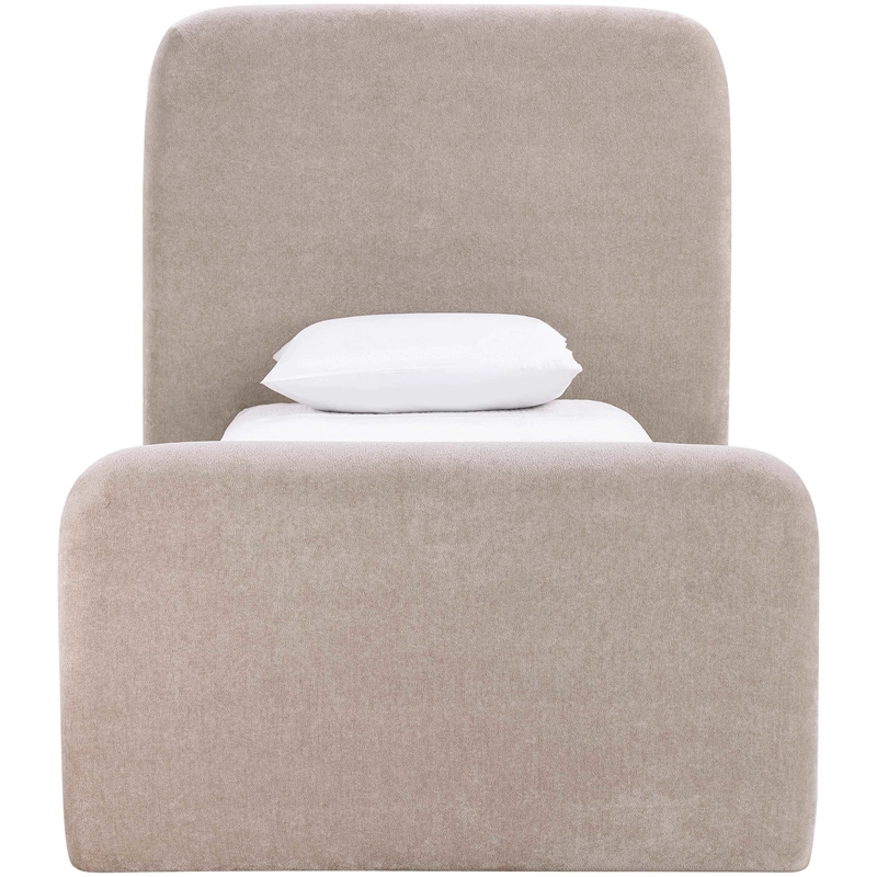 Bowery Hill Contemporary Soft Taupe Chenille Fabric Twin Bed