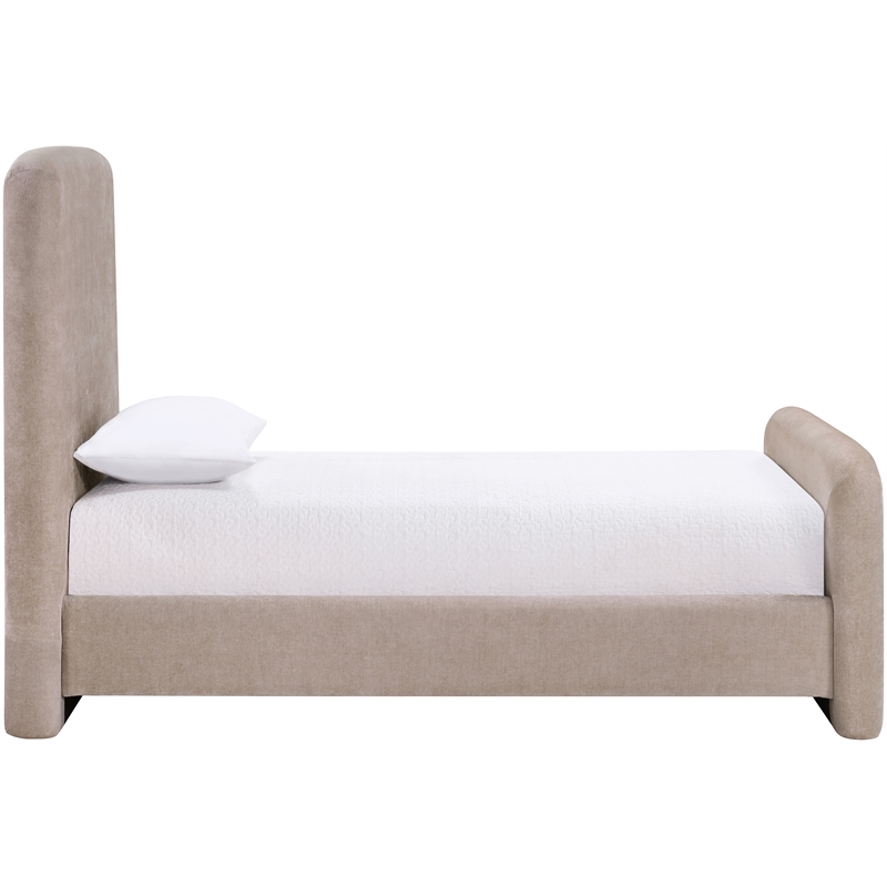 Bowery Hill Contemporary Soft Taupe Chenille Fabric Twin Bed
