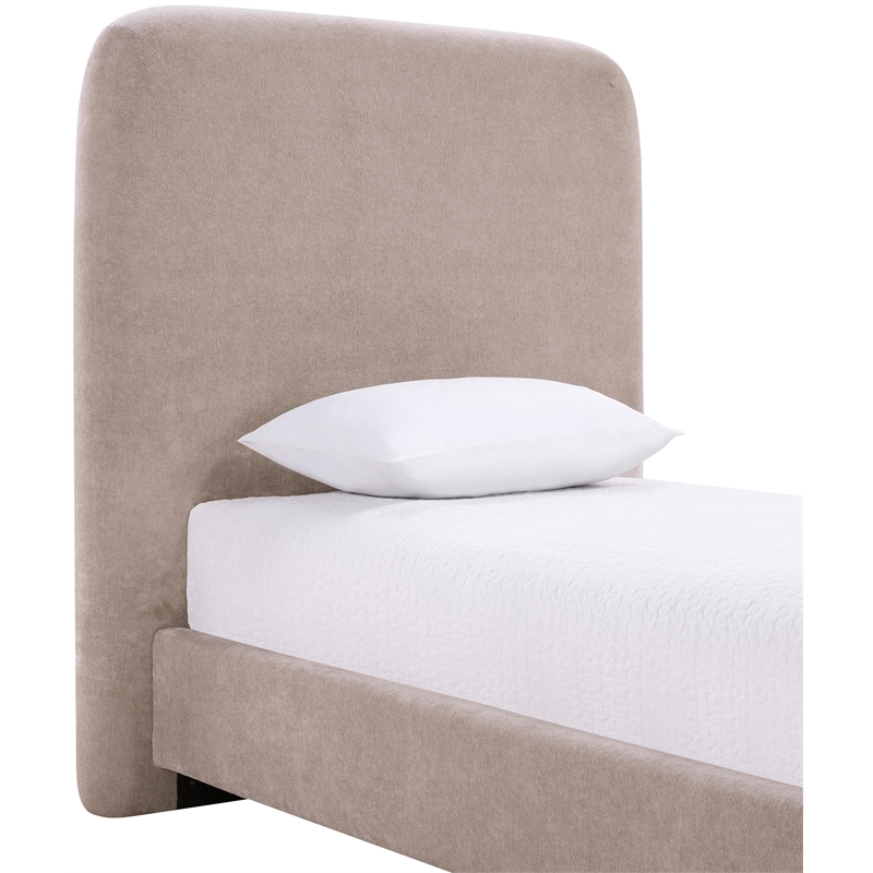 Bowery Hill Contemporary Soft Taupe Chenille Fabric Twin Bed