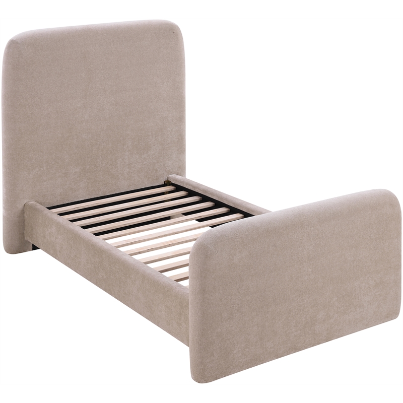 Bowery Hill Contemporary Soft Taupe Chenille Fabric Twin Bed