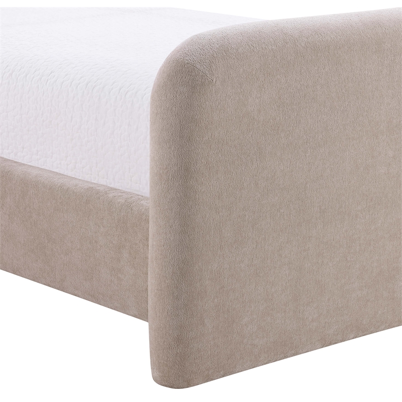 Bowery Hill Contemporary Soft Taupe Chenille Fabric Twin Bed