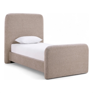 Bowery Hill Contemporary Soft Taupe Chenille Fabric Twin Bed