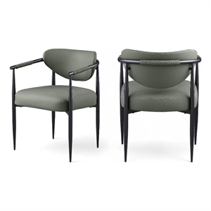 Bowery Hill Contemporary Olive Vegan Leather Dining Chair (Set of 2)