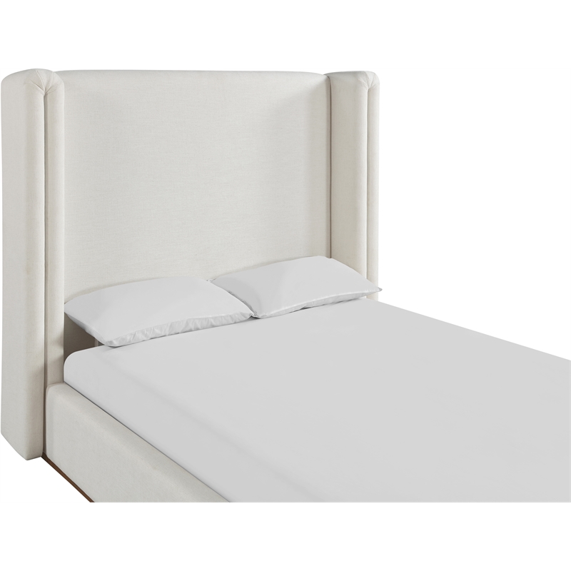 Bowery Hill Contemporary Cream Linen Textured Fabric Upholstered Full Bed