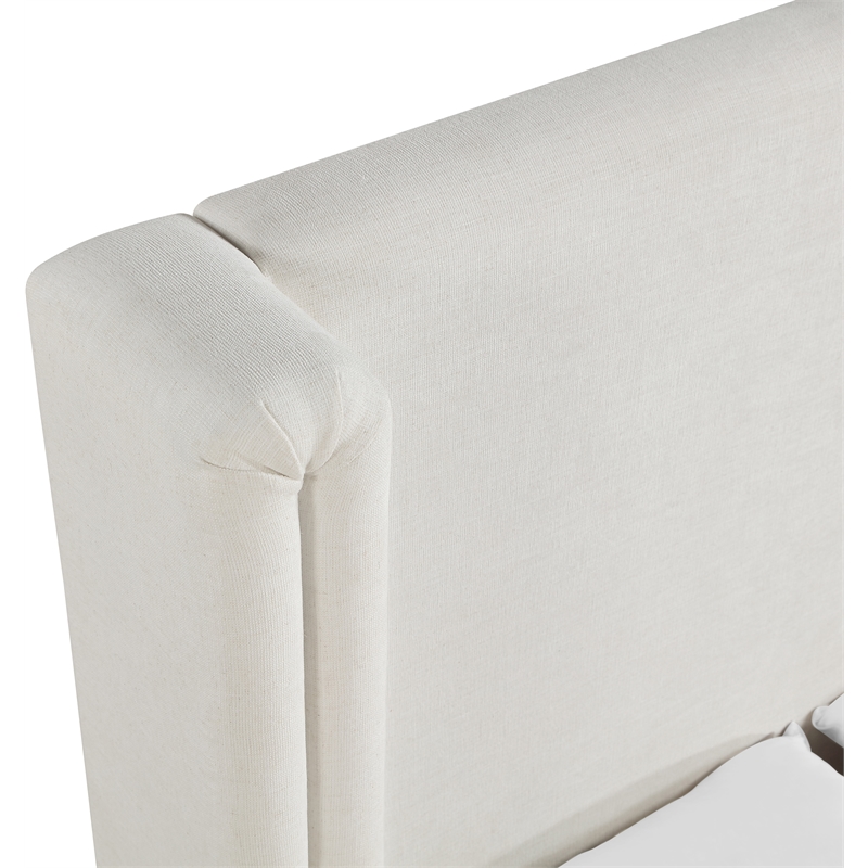 Bowery Hill Contemporary Cream Linen Textured Fabric Upholstered Queen Bed