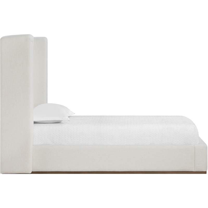 Bowery Hill Contemporary Cream Linen Textured Fabric Upholstered Twin Bed