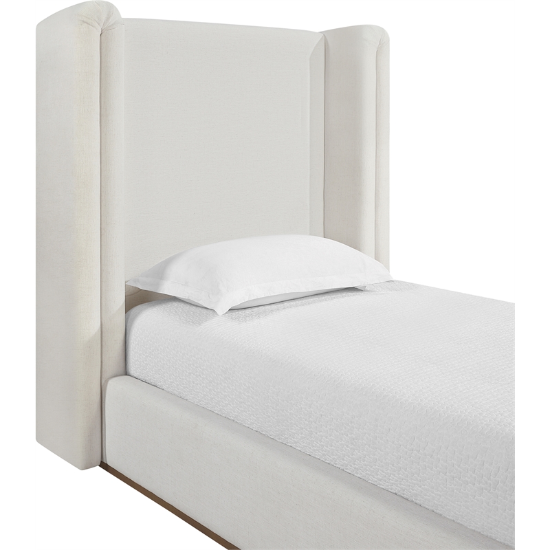 Bowery Hill Contemporary Cream Linen Textured Fabric Upholstered Twin Bed