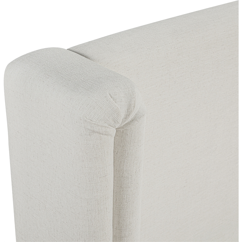 Bowery Hill Contemporary Cream Linen Textured Fabric Upholstered Twin Bed