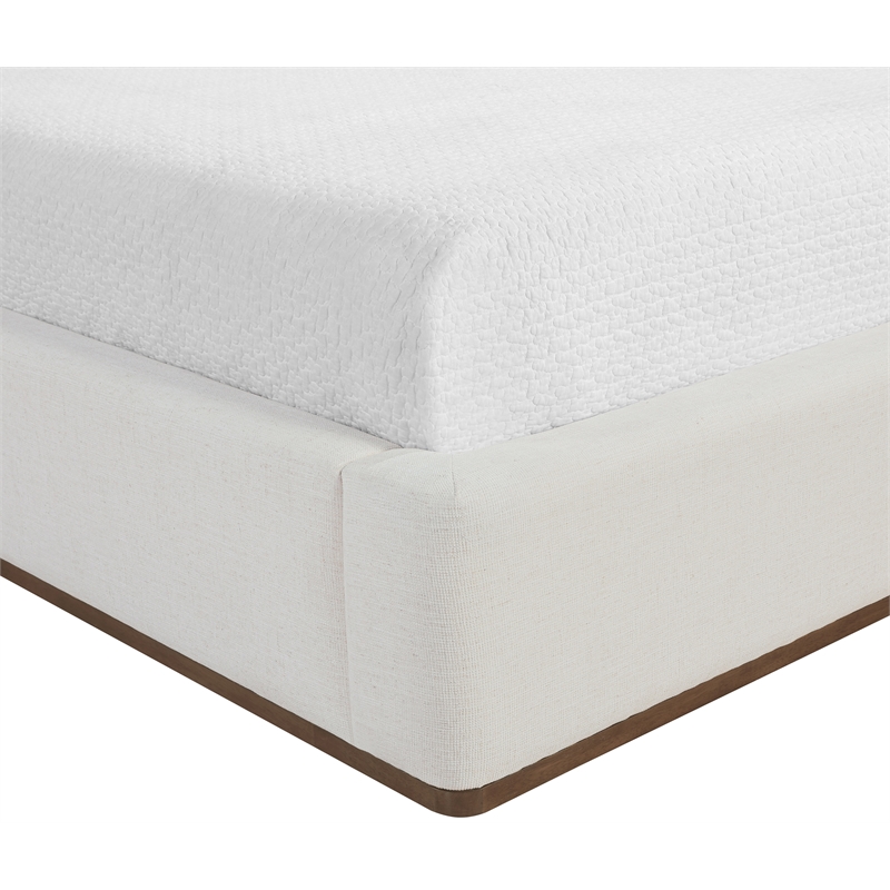 Bowery Hill Contemporary Cream Linen Textured Fabric Upholstered Twin Bed