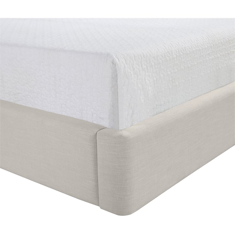 Bowery Hill Contemporary Beige Linen Textured Fabric Upholstered Full Bed