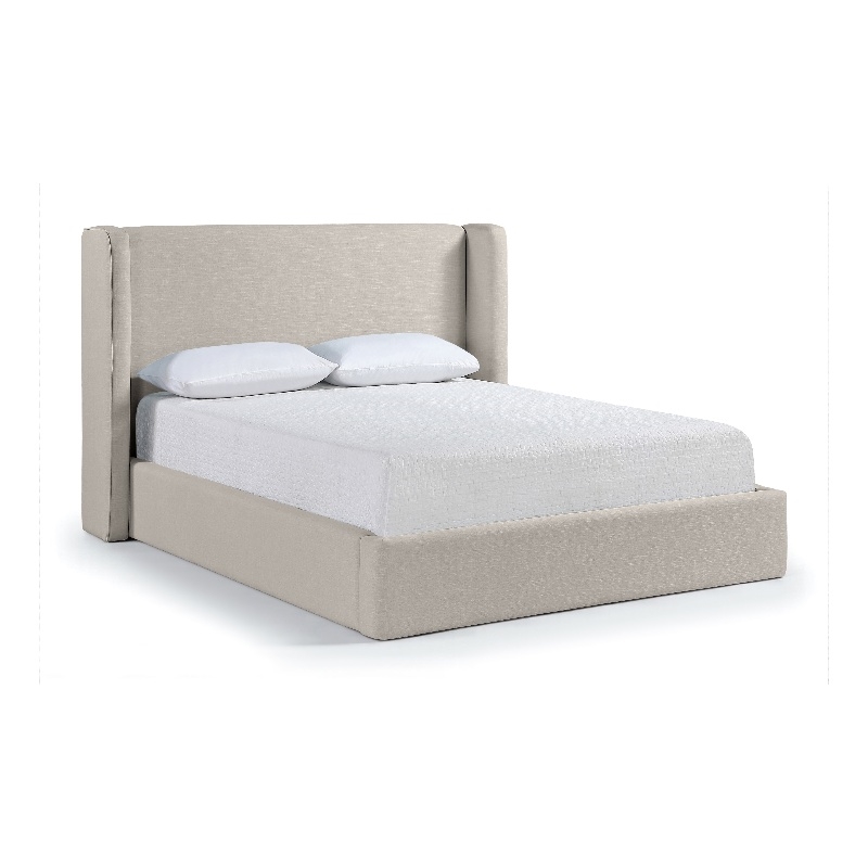Bowery Hill Contemporary Beige Linen Textured Fabric Upholstered Full Bed