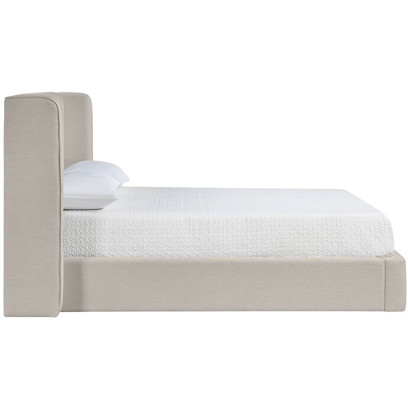 Bowery Hill Contemporary Beige Linen Textured Fabric Upholstered Queen Bed