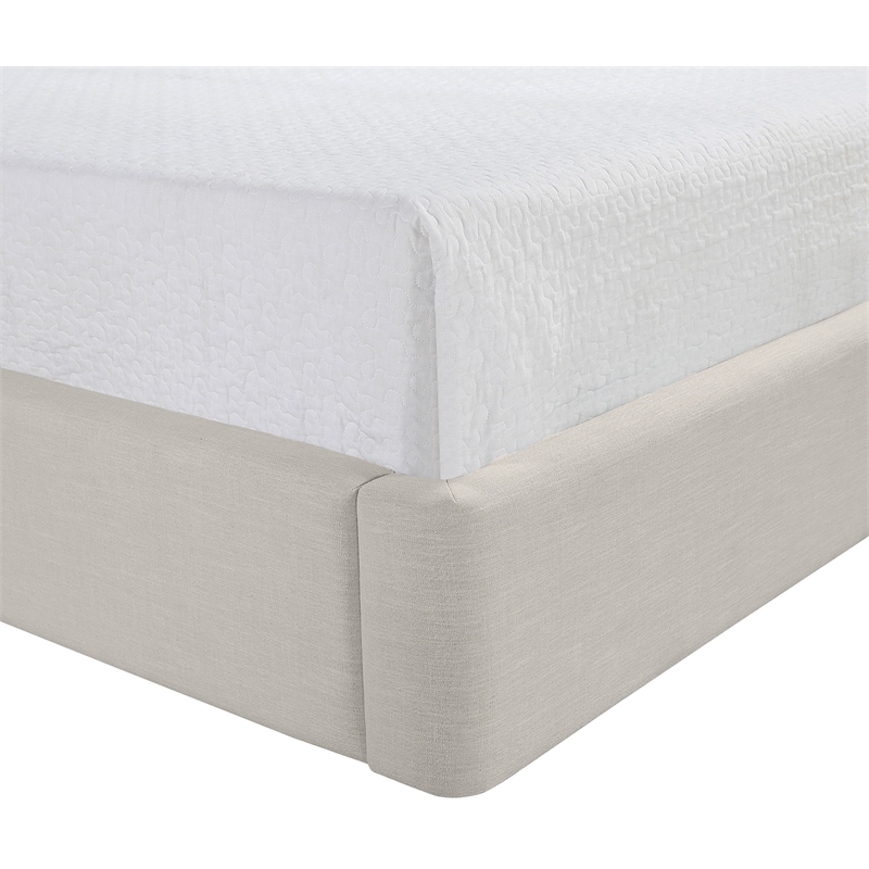 Bowery Hill Contemporary Beige Linen Textured Fabric Upholstered Queen Bed