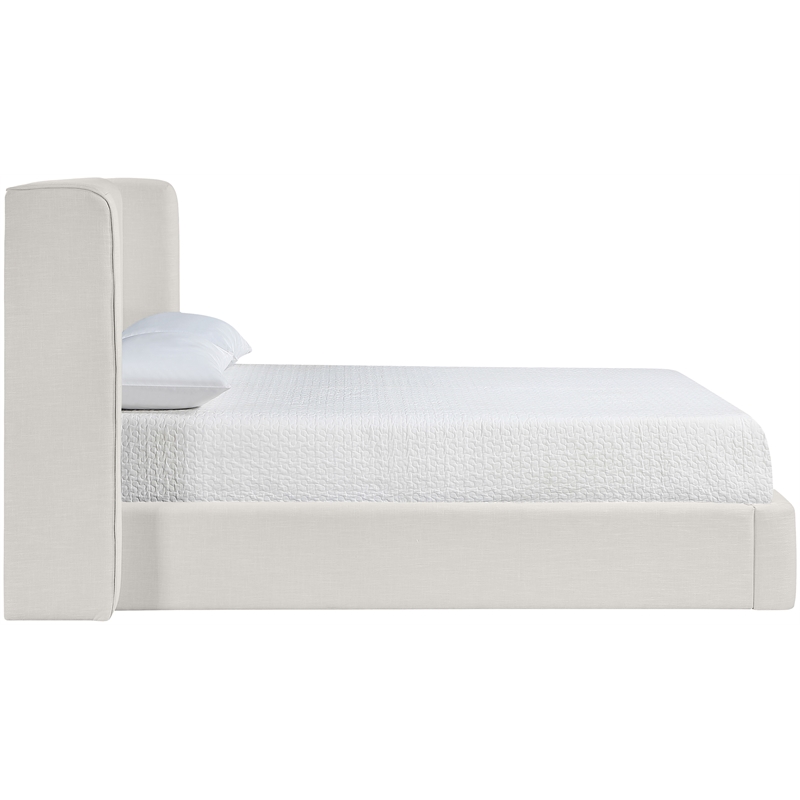 Bowery Hill Contemporary Cream Linen Textured Fabric Upholstered King Bed