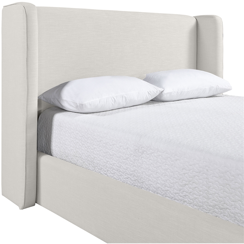 Bowery Hill Contemporary Cream Linen Textured Fabric Upholstered King Bed