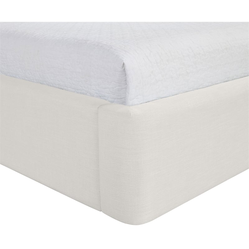 Bowery Hill Contemporary Cream Linen Textured Fabric Upholstered King Bed