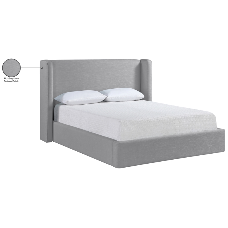 Bowery Hill Contemporary Grey Linen Textured Fabric Upholstered Full Bed