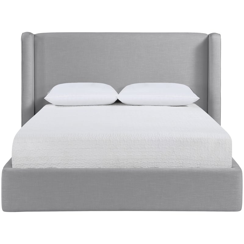 Bowery Hill Contemporary Grey Linen Textured Fabric Upholstered Full Bed