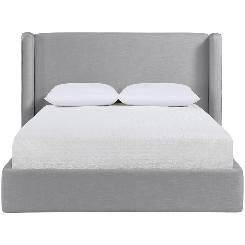 Bowery Hill Contemporary Grey Linen Textured Fabric Upholstered King Bed