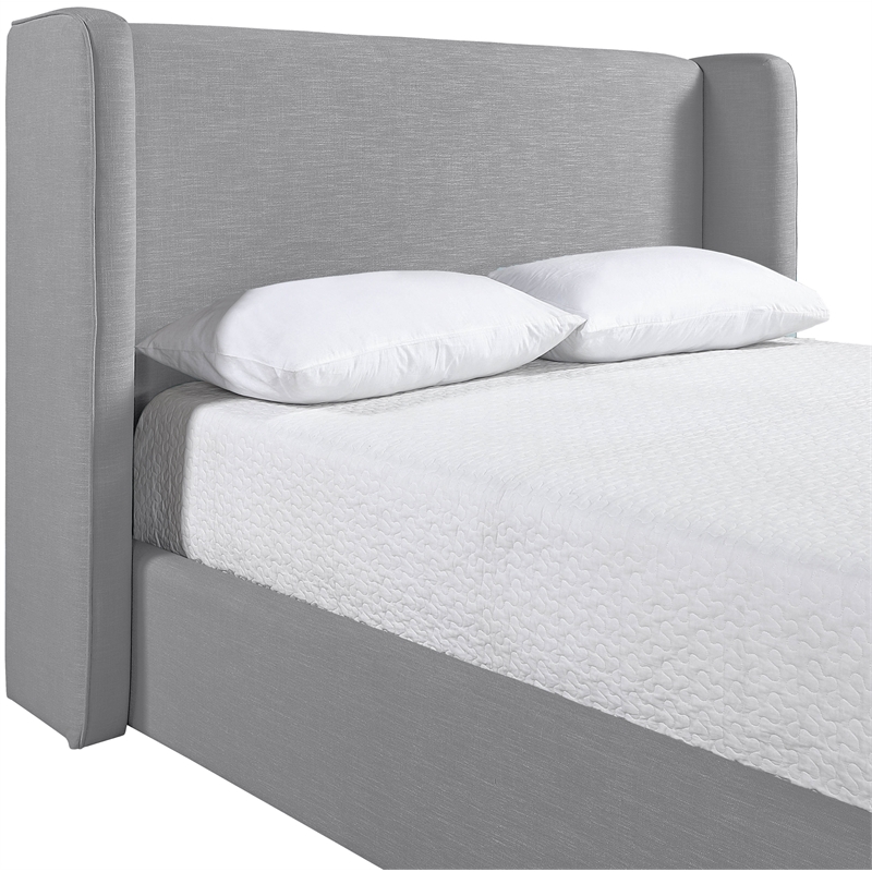 Bowery Hill Contemporary Grey Linen Textured Fabric Upholstered King Bed