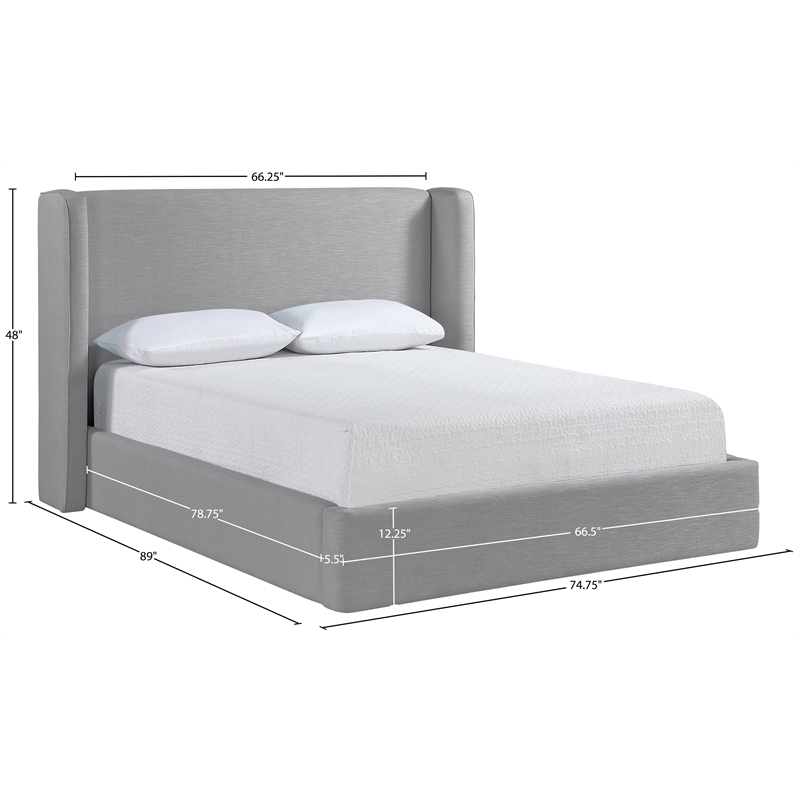 Bowery Hill Contemporary Grey Linen Textured Fabric Upholstered Queen Bed